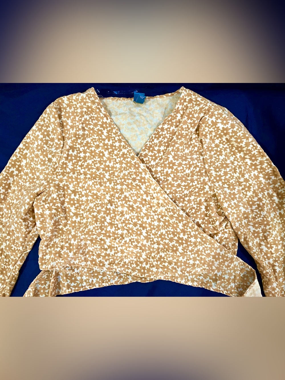 Wild Fable Semi-Sheer Green Floral Wrap-Front Blouse
